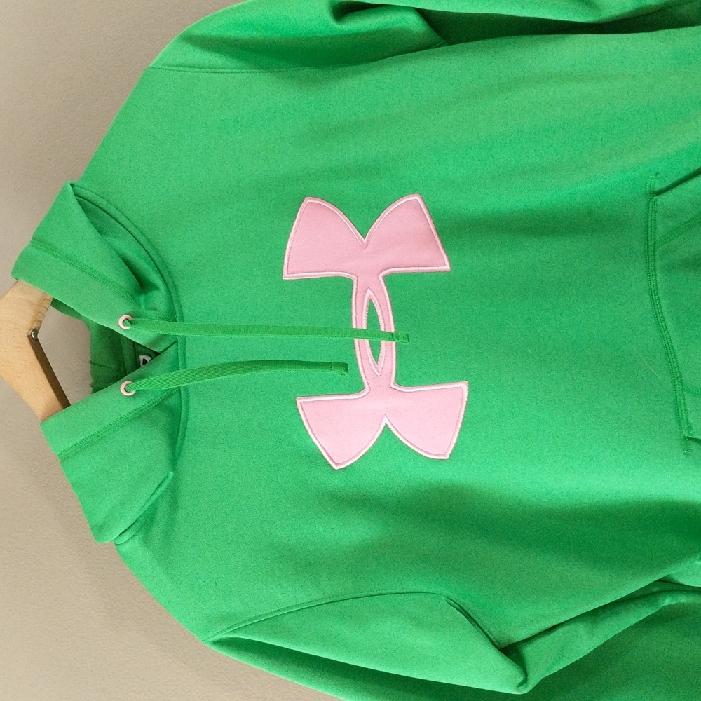 EUC Under Armour Green and Pink hooded sweatshirt - Picture 4 of 11